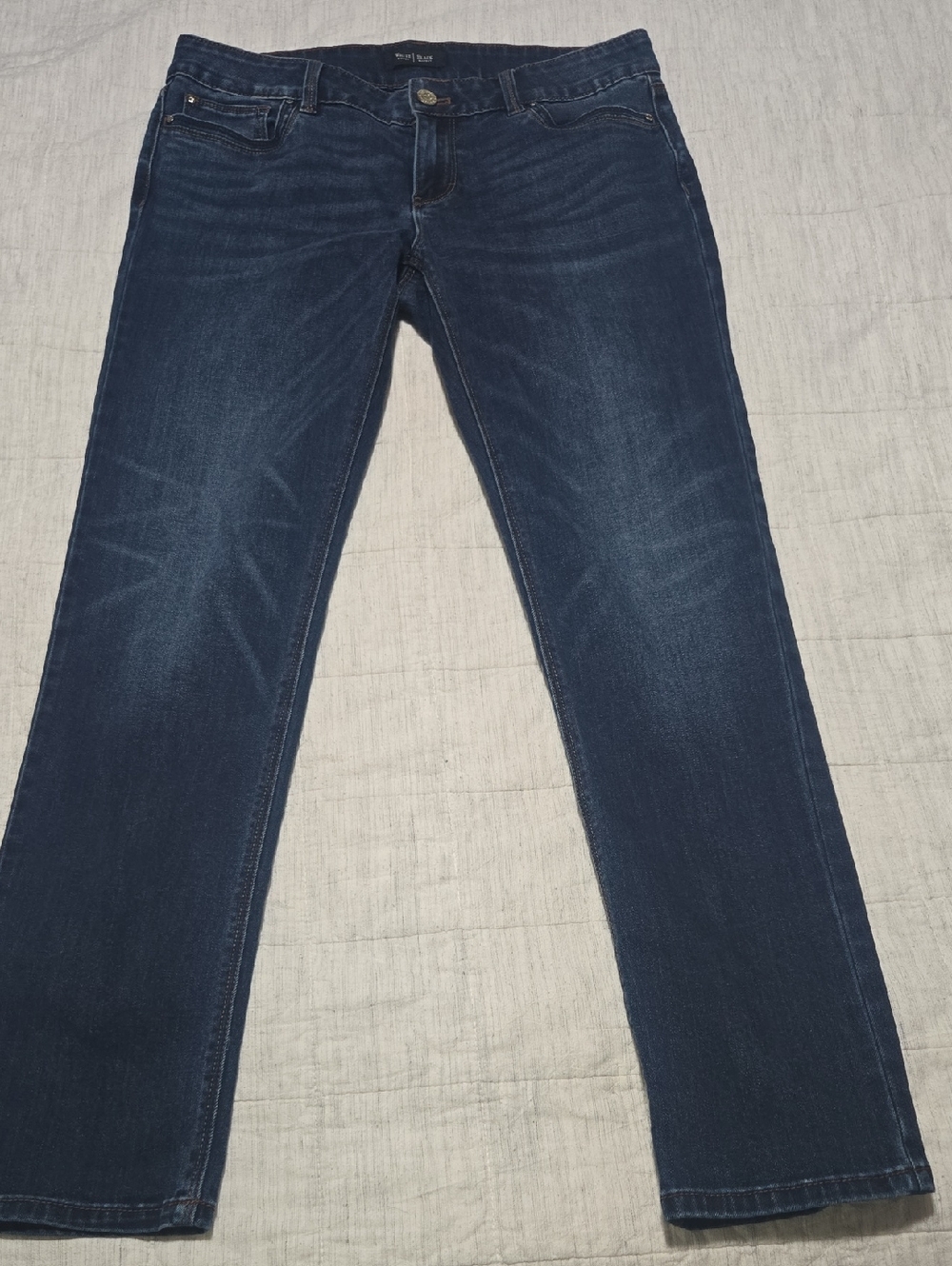 White House Black Market Womens Straight Jeans in Dark Blue Denim